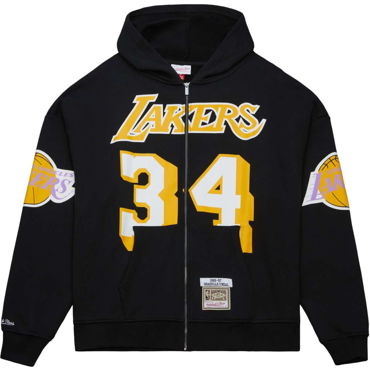 Shaquille O'Neal Los Angeles Lakers Black Hardwood Classics Maxxed Out Full-Zip Hoodie